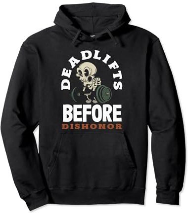 Deadlifts Before Dishonor Skull Weightlifting Pullover Hoodie