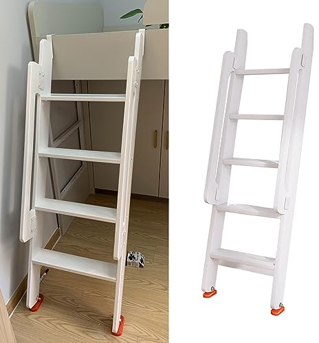 PINPAI Scale per Letto a Castello di Ricambio in Legno Bianco con Corrimano, Scaletta a Castello per Camper Antiscivolo Universale per Letto a Soppalco in Dormitorio, Scaletta Interna a 3/4/5 Gradi