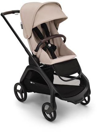Bugaboo Dragonfly City Pushchair, Lightweight Compact Baby Stroller | with One Hand Easy Fold in Any Position, Full Suspension, XL Underseat Basket, Black Chassis and Desert Taupe Sun Canopy