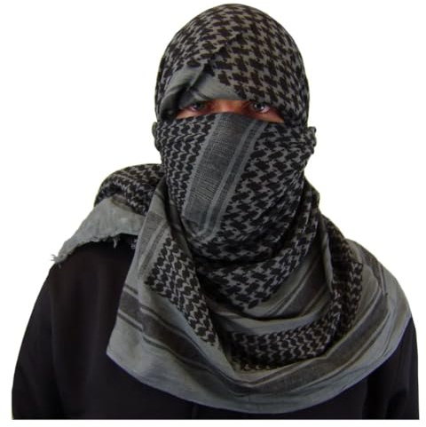 SHOPUKASA Cotton Shemagh Scarf for Men & Women — Keffiyeh Desert Head Scarf, Breathable Lightweight Sun Protection Neck Wrap, 100% Cotton Summer Outdoor Tactical Scarf, 43×43 Unisex Gift
