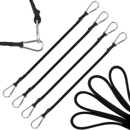 60 cm Tendeurs Elastique avec Mousqueton, Lot de 4 Cordon Élastique avec Mousqueton, Corde de Bagage Elastique pour Bagages, Camping, Voyage, vélo et Voiture