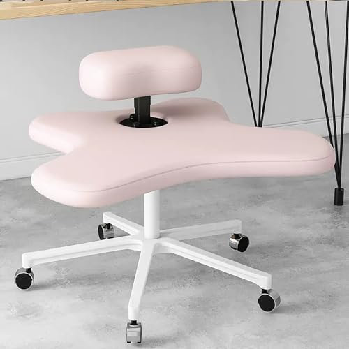 ASerZenith Kniestuhl, Stuhl mit gekreuzten Beinen und höhenverstellbar, Meditationsstuhl für Büro oder Zuhause, ergonomischer Sitz zur Haltungskorrektur, für Entspannungstraining,Pink-One Size