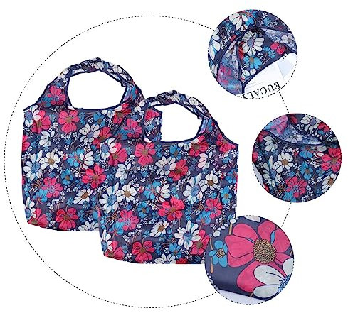 CIYODO 2pcs Shopping Bag Sundries Tote Bag Storage Folding Tote for Women Corduroy Material Plain Design for Everyday Use