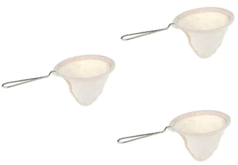 Amosfun 3pcs Reusable Filter Bag Tea Strainer Stainless Steel Handle for Cold Brew Coffee Maker and Drip Maker Accessories