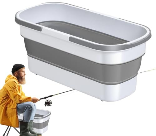 Quzente Eimer, tragbare Waschwanne mit Rollen, groß, platzsparend, faltbar, für Haushalt und