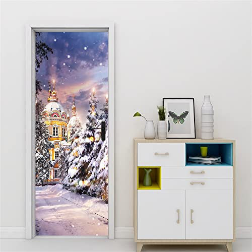 3D Türtapete 70x200 Türaufkleber Selbstklebend Türfolie Poster Fototapete Türbilder Türtattoos Wasserdichte Tür Stickers für Kinderzimmer Wohnzimmer Badezimmer Schlösser