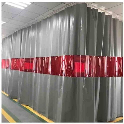 Manta de soldadura ignífuga con ventana transparente roja de grado industrial, aislamiento térmico, ignífugo, cortina de soldadura para taller, 2,1 x 2,5 m