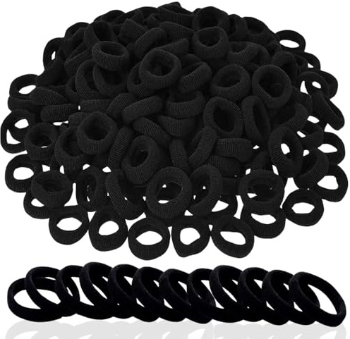 KEYRI 200 Stück Haargummi 4mm Haargummis Mädchen für Dickes Haar Keine Haarschäden Scrunchies Nahtlos Zopfgummi Haargummi Schwarz Langlebige Haar-Accessoires für Frauen Mädchen und Männer (Schwarz)