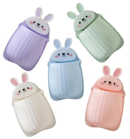 HOUDERCO 5stücke Wattepad-halter-spender Badezimmerhaken Mit Kaninchenmotiv Hängende Aufbewahrungsbehälter Aufbewahrungsbehälter Für Schranktüren Zahnbürstenhalter Wattebausch-box