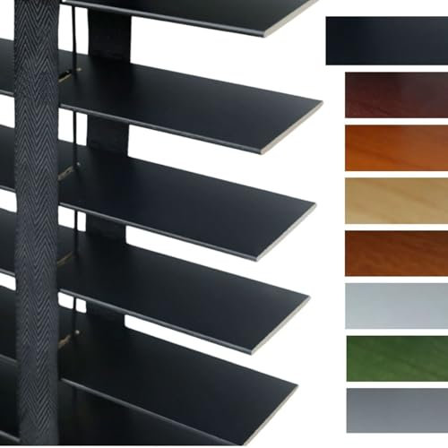 Holzjalousie Innen, Sichtschutz Jalousette Echtholz 5cm Lamellen Verdunkelung Jalousien Für Fenster 80cm 105cm 115cm 120cm 160cm Breite Schwarz(Black)