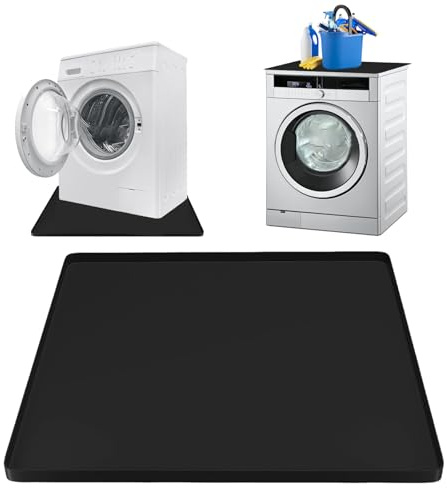 LANZLC Waschmaschinenauflage Silikon, 60x60cm Waschmaschinenbezug Antirutschmatte, Trockner Waschmaschinenabdeckung Arbeitsplatte Badematte Tropfsicheres Design Waschmaschinenunterlage für Kühlschrank