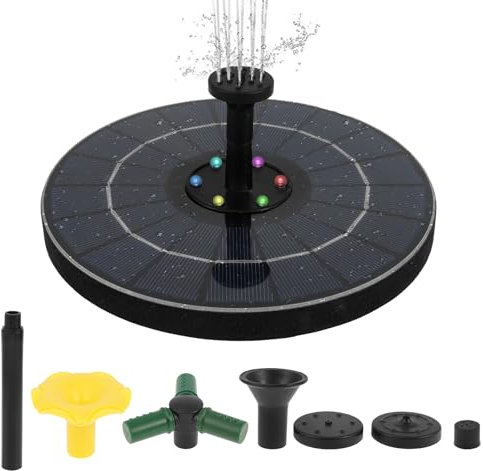 Solar Springbrunnen für Außen,Solarbrunnen Draussen 4W,LED Leuchten Solar Teichpumpe,Schwimmender Fontäne Pumpe,für Garten,Vogel-Bad,Teich,Fisch-Behälter(A)