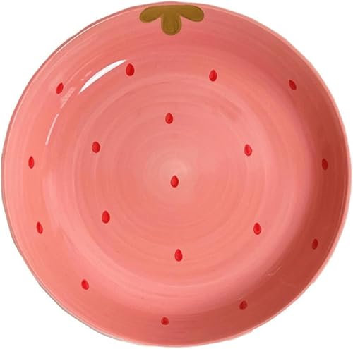 Tallrikar, middagstallrikar, Tallrikar 20 cm keramisk jordgubbstallrik Fruktmönstrad middagstallrik Brödtallrik Middagstallrik med jordgubbsmönster Fin keramikbordstallrik