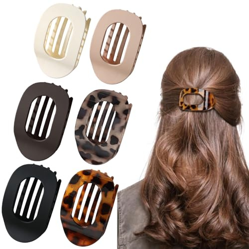 6 Stück Haarklammern,Haarspange Flach Damen, hair claw,Flat Claw Clip,Haarklammer für Dunn Haar,Starker Halt Seitliche Haarklammern,Haarstyling-Zubehör für Damen Mädchen dickes und dünnes Haar, Matte