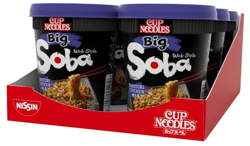 NISSIN Soba Big Yakitori Chicken Instant Noodles, 113 g (6-Pack) | Quick & Easy Instant Noodles Meal, Low in Fat, Ready in 3 Minutes, Perfect for On-the-Go, Quick Snack