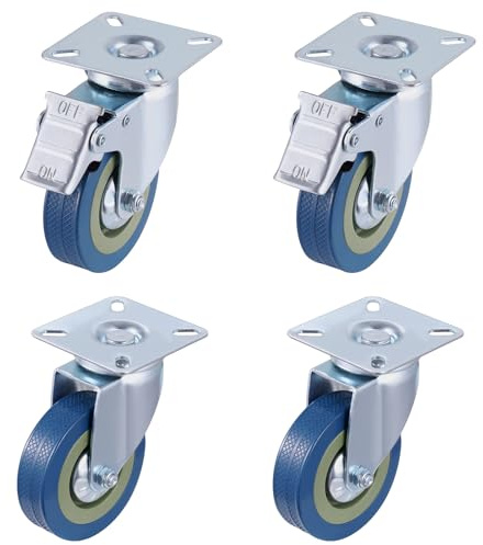 4er Set Möbelrollen Ø75mm - Schwerlastrollen mit Bremse bis 180 kg pro Rad Doppelrollen für innen und außen Lenkrollen für viele Bodenarten Transportrollen Standkorbrollen