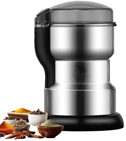 Máquina Multifuncional Para Triturar, Licuadora de Especias de 400W con Cuerpo de Acero Inoxidable, Molinillo de Granos, Café y Especias a 35000 Rpm, Acero Inoxidable Without handle
