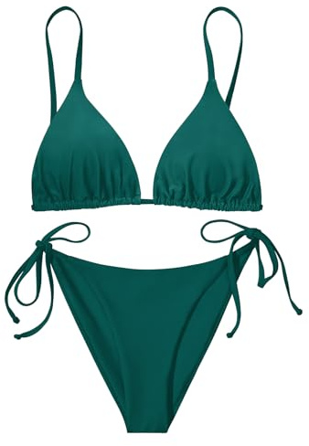 Nadeer Tvådelad baddräkt dam sexig grimma bikini set badkläder vadderad BH bikini topp triangel låg midja strand strandkläder badkläder badkläder, Turkos, S