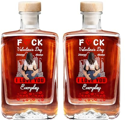 I Love You Everyday Personalized Couple Empty Whiskey Bottle,Custom Glass Liquor Decanter with Name Portrait,Anniversary Valentines Day Gifts for Her Him Couple