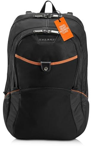Everki Glide sac à dos ordinateur portable 17,3 pour femme et homme – robuste, déperlant, bandes réfléchissantes pour études, voyage ou moto – Noir (EKP129)