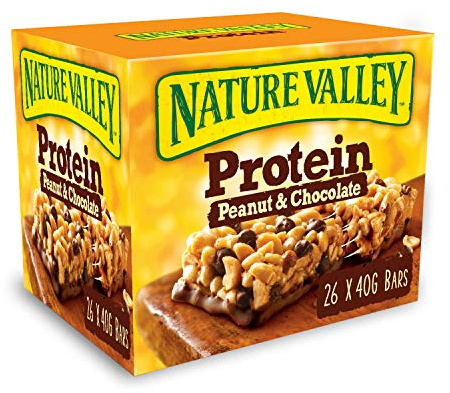 Nature Valley Protein, Barritas de Proteína de Cacahuete y Chocolate, Ingredientes Naturales, Apto para Vegetarianos, 26x40gr