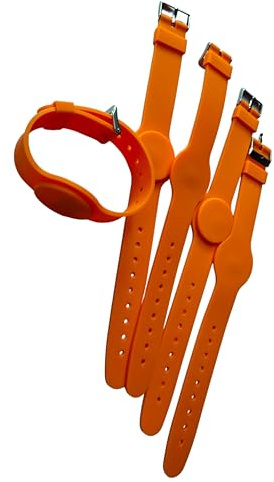 YARONGTECH RFID-Armband ISO14443A RFID 1K IC 13,56 MHz verstellbar Orange farbenes Silikon bracelet (5 Stück)