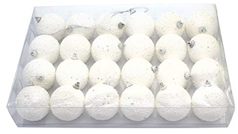 DARO DEKO Weihnachtskugel Schneeball mit Glitzer Ø 6 cm - 24 Stück