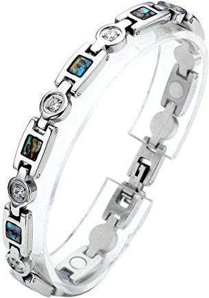 Zysta Edelstahl Schmuck Damen Magnetarmband Edelstahl Armband Zirkonia Abalone Muschel Magnetisches Armreif Silber