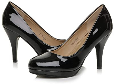 AJVANI Womens Ladies high mid Heel smart Work Evening Party Wedding Bridal Platform Court Shoes Pumps Size