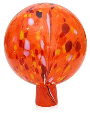 Lauschaer Glas Gartenkugel Rosenkugel aus Glas mit Granulat orange d 12cm mundgeblasen handgeformt