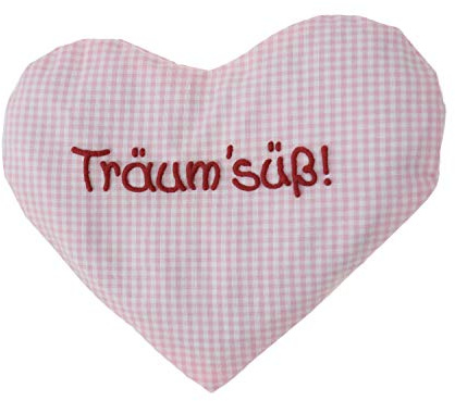 Herzkissen mit Spruch für Babys Wärmekissen mit Rapssamen Rapskissen mit Spruch Körnerkissen Personalisiertes Kissen zum wärmen, Größe: ca.15x17cm (Rosa Träum süss)