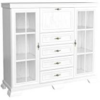 Kommode Kora KK7 highboard Anrichte Barschrank Barkommode mit 1 Klapptür, 2 Drehtüren und 4 Schubkasten (Andersen Kiefer)