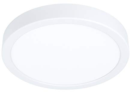 Eglo Fueva 5 Lámpara de techo led con diámetro de 21 cm, luminaria de montaje en superficie de 1 foco, de acero con superficie luminosa de plástico, lámpara en blanco, led blanco cálido