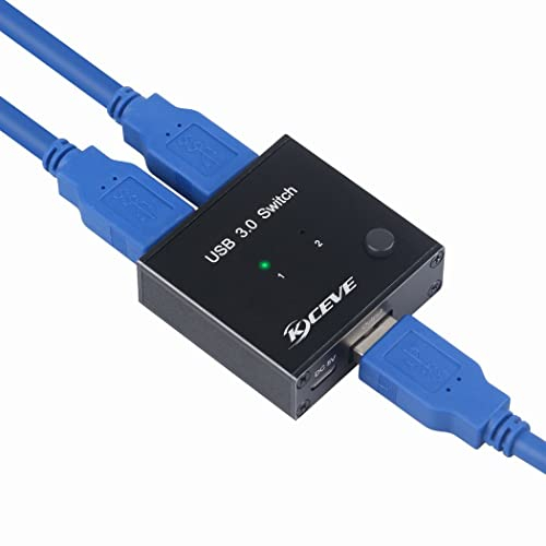 USB 3.0 Teilen Switch für 2 Computers 2 In 1 Out Umschalter für USB Gerät, Scanner, Drucker, Tastatur, Maus, USB Sticks, Festplatten