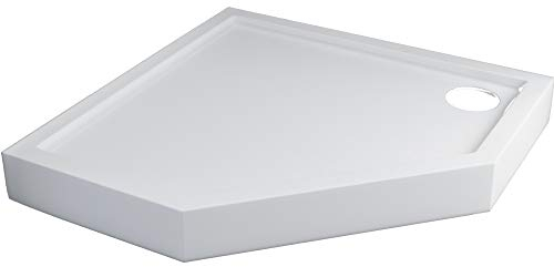 Sellon24® Duschtasse Duschwanne 90x90 5-eckig weiß Acrylwanne Acrylschürze Grip Antirutsch Stabilsound® inkl. Träger 12cm hoch