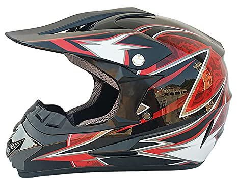 GAUUA Full Face Motocross Helm Motorrad Off Road Anti Nebel Goggles Handschuhe Maske Helm Net Set Für Männer Helm, bestehen den Kollisionstest, um die Verkehrssicherheit zu treffen (5 Stück),S