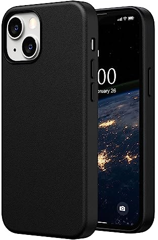 SURPHY Hülle Kompatibel mit iPhone 13 Mini Leder Hülle, iPhone 13 Mini Hülle Kunstleder 5,4 Zoll, Kunstleder Hülle für iPhone 13 Mini Handyhülle Protective Schutzhülle (mit Mikrofaserfutter), Schwarz