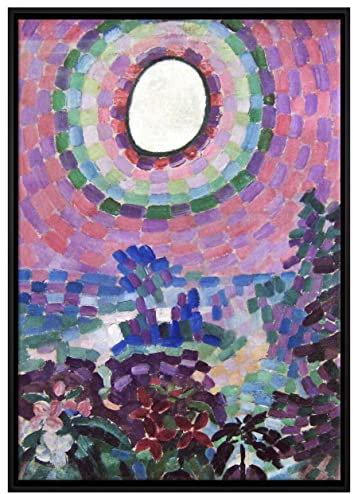 Pixxprint Robert Delaunay - Paysage au disque Leinwandbild 100x70 cm im Bilderahmen, Wandbild, Schattenfugenrahmen, Kein Poster