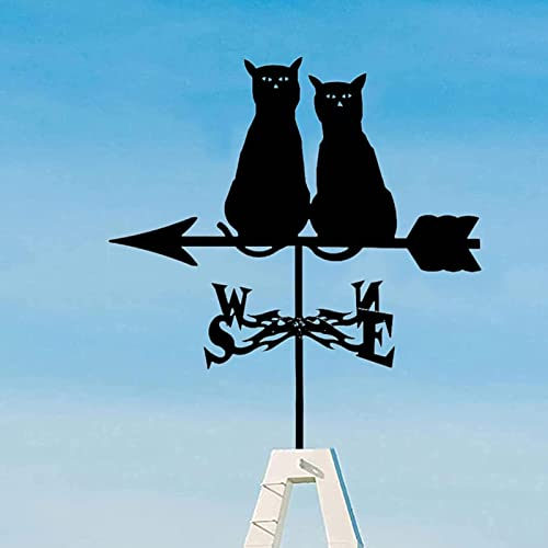 Samnuerly Kreatives Tier Metall Wetterfahne Katze Wetterhahn,Rostfreier Stahl Windfahne Messwerkzeuge Bauernhofszene Garten Art Deco Zubehör (B)