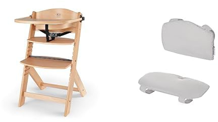 Kinderkraft Kinderhochstuhl aus Holz ENOCK 3 in 1, Niedriger Stuhl, Babystuhl, Abnehmbare Schutzbügel und Gurt, Rückenlehnenverstellung, ab 6 Monaten bis 10 Jahre, Holz + ENOCK Hochstuhlkissen