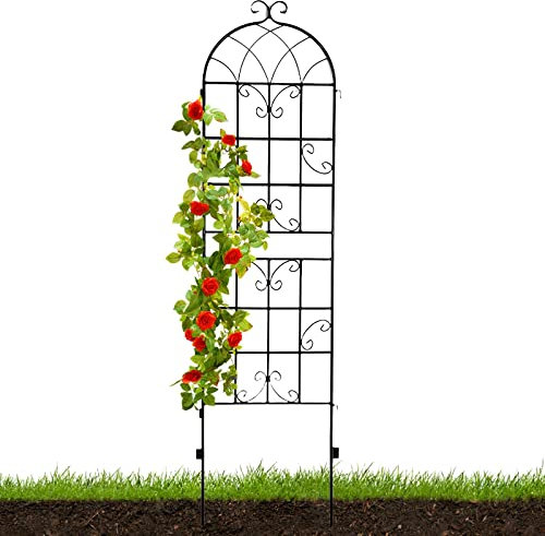 150x50cm/180x50cm, Gartengitter Aus Metall, Dekorativer Kletterpflanzenzaun, Freistehende Ranksäule Für Garten, PflanzenstützeSpalier, Für Tomaten, Gemüse, Blumen, Obst (Color : Black, Size : 150x50