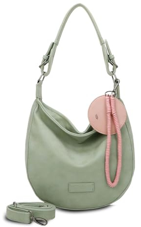 Fritzi Hobo Vintage Borsa Hobo Donna in Ecopelle Borsa a Spalla Vegana con Ciondolo Rimovibile per Quotidiano Festival Città 31 x 33 x 10 cm Nero, Rosa, Marrone, Verde, Beige, Fucsia, Blu, Giallo
