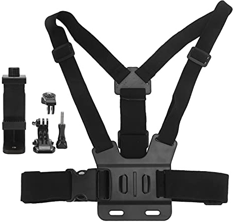 Adjustable Phone Clip Holder with Chest Strap Fixation Bracket for Camera Chest Mount Universal Chest Mount Strap Compatible with Smartphones Action Cameras