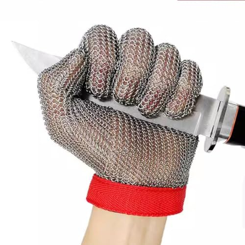 Gants Anti-coupures Gant en cotte de mailles, gant résistant aux coupures de qualité alimentaire, gant métallique en maille d'acier inoxydable pour la transformation des aliments ( Size : M/A pack of