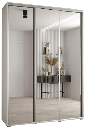 Kleiderschrank mit Spiegel Davos 2 Garderobenschrank - Schrank Schlafzimmer - Mehrzweckschrank 2 Schiebetüren - Regalen - Flur Möbel - Kleiderstange Schrank - Allzweckschrank - closet - Gaderobe