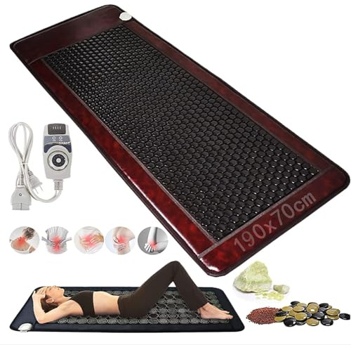 HERFST Far Infrared Heating Pad with Digital Display Timer,Natural Jade Tourmaline Mat,Professional Massage Mats Full Body,Adjustable Temperature And Auto-Shut,70 * 190CM