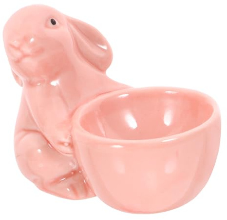CAXUSD Elegante Huevera de Cerámica Rosa con Forma de Conejo Pequeña Y Segura para Pasados ​​por Agua
