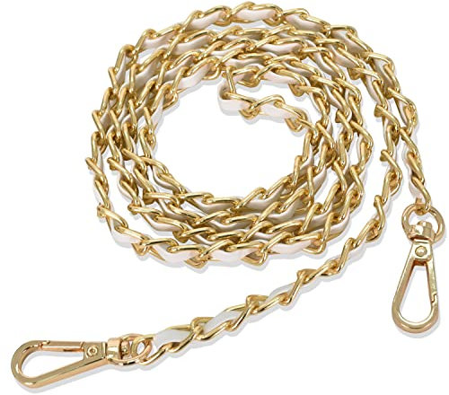 Shengxi 1 Stück Handtasche Metall Ketten mit Schnallen 118 cm Gold Metall Verstellbar Kette Trageriemen für Damen Bequeme Handtaschen Ersatz Schultertaschen Riemen (Gold/Weiß)