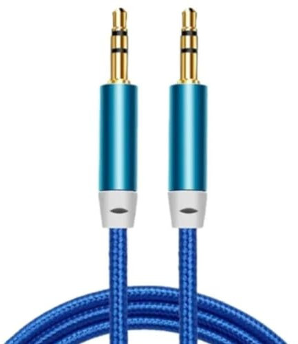 Headphone Aux Cable Audio Lead 3.5mm Jack to Jack Stereo PC Car Male (Blue)
