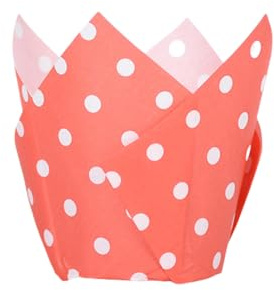 Pirottini Di Carta 100 Pezzi Di Tazza Di Carta A Righe Tulipano Per Muffin, Tazza Di Carta Oleata Per Torta Rosso